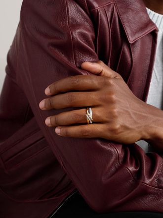 Shaun Leane Interlocking Duo 18-Karat White and Yellow Gold Diamond Ring