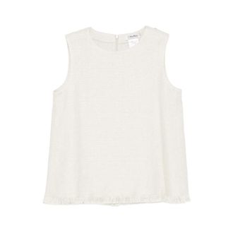 Max Mara Sleeveless Tops, female, Beige, Size: M Fringed Hem Sleeveless Top