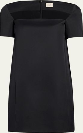 Khaite Benji Square-Neck Short-Sleeve Mini Dress