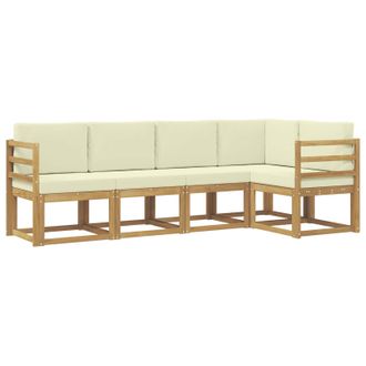 vidaXL Conjunto De Sof&aacute;s De Exterior Con Coj&iacute;n 5 Pcs Blanco Y Crema Vidaxl