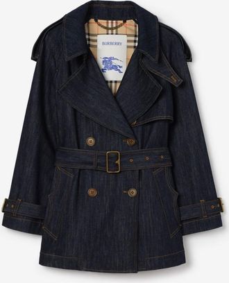 Burberry Short Denim Fitzrovia Trench Coat
