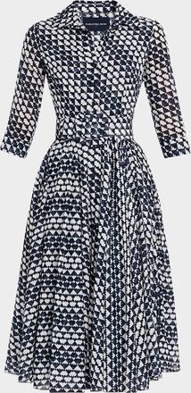Samantha Sung Aster Belted Zebra-Print Cotton Midi Shirtdress