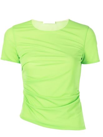 Helmut Lang ruched-detail T-shirt - women - Polyester - S - Green