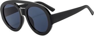 Generic Vacation Womens Large Frame Sunglasses Outdoor Commuter Driving Sun Glasses(Black)