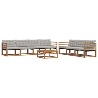 vidaXL Conjunto De Sof&aacute;s De Exterior 8 Pcs Gris Natural Y Claro Vidaxl