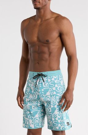 Quiksilver Surfsilk Scallop Terra Board Shorts in Dusty Turquoise at Nordstrom Rack, Size 30