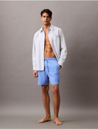 Calvin Klein Mens Core Volley Monogram Swim Shorts - Blue - 2XL