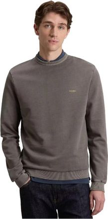 Woolrich Sweatshirt met ronde hals van puur katoen- geverfd met logo - Heren - Sweatshirts - Grijs - L - Katoen - Hoodies & sweatvesten