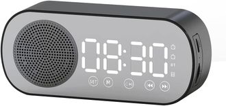 OEM Radio Despertador Digital Port&aacute;til Con Altavoz Bluetooth, Pantalla Led Grande, Radio Despertador Matutina Para Dormitorio U Oficina, Color Negro
