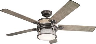 Elstead Lighting Ventilador de techo LED 152 cm, IP44, Acero y ABS, gris