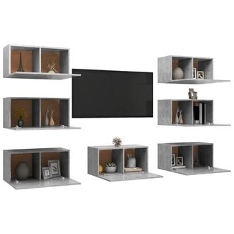 Berkfield Home TV Cabinets 7 pcs Concrete Grey 30.5x30x60 cm Engineered Wood