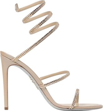 Rene Caovilla Champagne Kristal Hak Sandalen - Dames - Sandalen met hakken - Beige - 37 EU - Schoenen