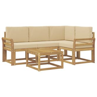 vidaXL Conjunto De Sof&aacute;s De Exterior Con Coj&iacute;n 5 Pcs Y Beige Vidaxl