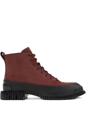 Camper 33mm Pix lace-up ridged boots - Red