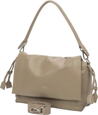 Estro & Luminara Leren Schoudertas - Dames - Schoudertassen - Beige - ONE Size - Leer - Tassen