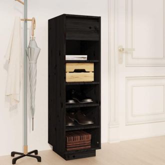 vidaXL Scarpiera Nera 30x34x105 cm in Legno Massello di Pino - Vidaxl