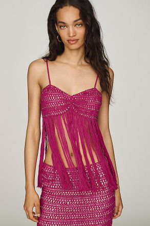 For Love & Lemons Lulu Cotton Fringe Crochet Top