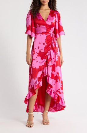 Sugarlips Burning Love Abelia High Low Maxi Dress in Cherry-Pink at Nordstrom, Size X-Small