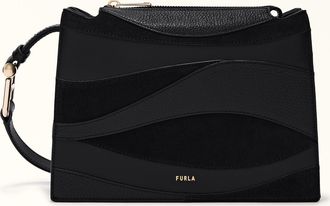 Furla Nuvola Crossbody S Toni Nero Black Claris Lux Calf Leather + Grained Calf Leather + Suede Woman