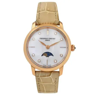 Frederique Constant Pre-owned Frederique Constant Constant Ultra Slim Quartz Moon Phase Diamond Ladies Watch FC-206MPWD1S9