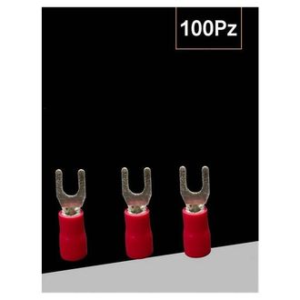 Trade Shop Trade Shop - Set 100 Pz Capicorda A Forcella A Crimpare Per Cavi 4 A 6 Mm&sup2; Isolato M4 Sv5.5-4 - Rojo