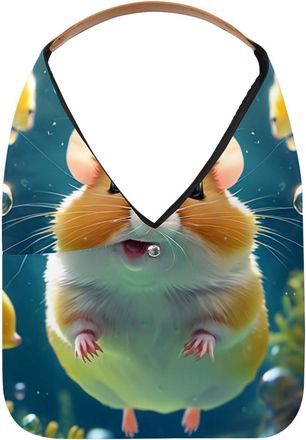 Generic Lovely Hamster Swims Underwater Reusable Lightweight Grocery Bags - Foldable Into Compact Pouch, Washable & Sturdy, Multipurpose for Shopping and Trav