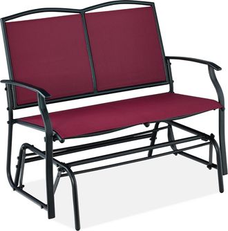 Best Choice Products 2-Person Outdoor Swing Glider, Steel Patio Loveseat, Bench Rocker w/ Armrests
