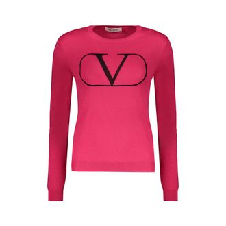 Valentino WomenS Pink Wool Crewneck Sweater, Size 42