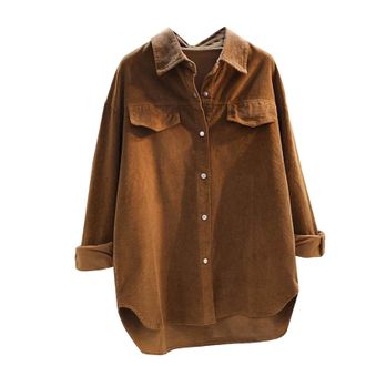 Generic Corduroy Shirts for Women UK Sale Clearance Button Down Shirts Loose Fit Roll Up Long Sleeve Tunic Top Casual Blouse Tee Ladies Tops Fall Winter Cloth