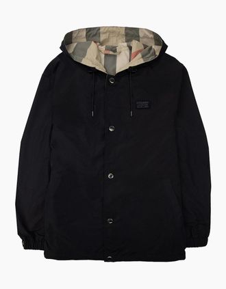 Burberry Mens Burberry Reversible Check Hooded Jacket Black - Size: Regular/34