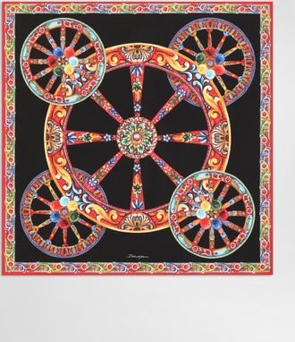 Dolce & Gabbana 90x90 Carretto-print Silk Twill Scarf - Woman Scarves And Silks Multicolor Pz
