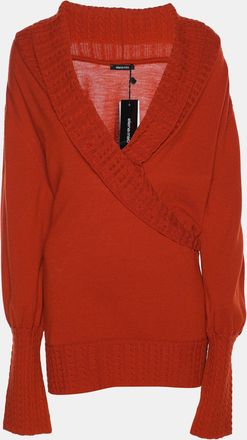 Elena Miro Orange Knit Cross Neck Sweater