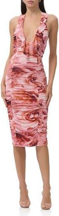 AFRM Balmer Ruched Halter Dress in Peach Roses at Nordstrom Rack, Size Medium