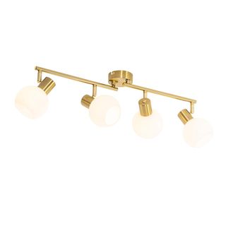QAZQA Art D&eacute;co Foco De Techo Inteligente Dorado Con Cristal Opalino 4 Luces Orientable Incl. 4 Wifi P45 - Anouk Vidrio /acero Esfera /alargada Adecuado Para