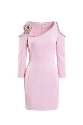 Saiid Kobeisy Pink Mini Dress with Crystal Embellishments