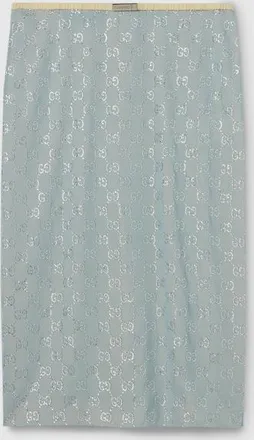 Gucci Silk Stretch Chiffon Skirt With Crystals, Blue, Ready-to-wear