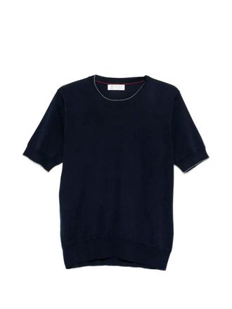 Brunello Cucinelli Cotton Lightweight Knit T-Shirt With Contrast Detai