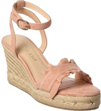 Jack Rogers Rozette Ruffle Wedge Suede Sandal