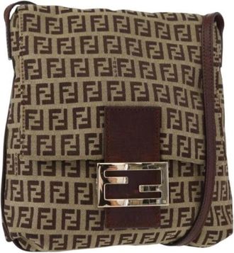 Fendi Pre-owned Cross Body Bags, female, Beige, Size: ONE SIZE Pre-owned Canvas Cross Body Bag