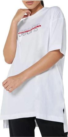 Calvin Klein Disrupted Logo Oversized Tee - Dames - T-shirts - Wit - L - Katoen - Tops