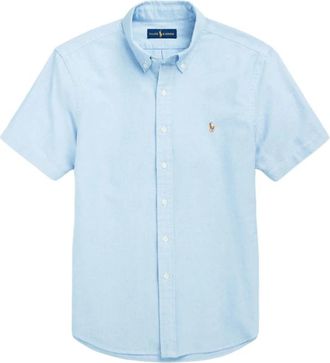 Ralph Lauren Klassiek Oxford Overhemd - Heren - Korte mouwen Overhemden - Blauw - M - Katoen - Overhemden