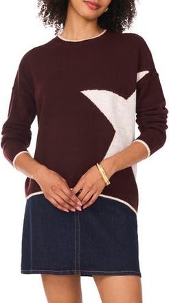 Vince Camuto Star Detail Crewneck Sweater in Port at Nordstrom Rack, Size Xx-Large