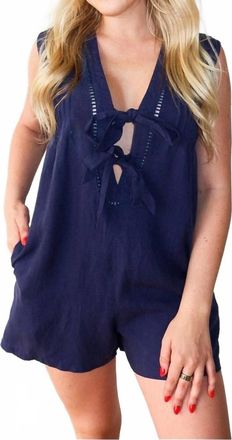 Heartloom Zoey V-Neck Romper In Navy Blue