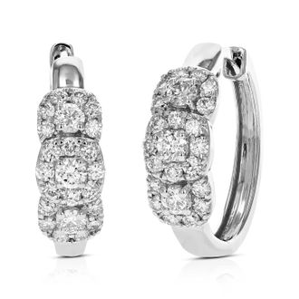 Vir Jewels 1 cttw Lab Grown Diamond Hoops Earrings in Sterling Silver With Hidden Post For Women