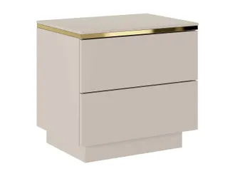 Vente-Unique Comodino Con 2 Cassetti Beige E Dorato - Vukia