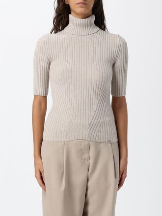 Herno Maglia a dolcevita slim fit in lana vergine a coste con maniche corte