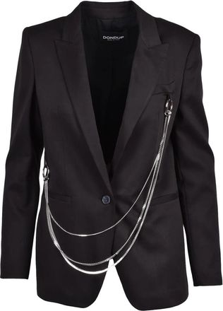 Dondup Black Cotton Viscose Elastane Rounded Jacket