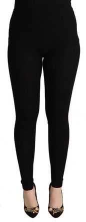 Dolce & Gabbana Womens Ribbed Knit Leggings - Black