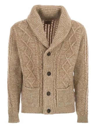 Rakk&igrave; Aran shawl-neck cardigan - men - Merino - 48 - Neutrals