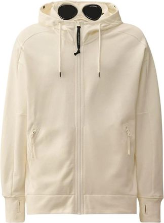 C.P. Company Goggle Zip Hoodie - Heren - Vesten met rits - Wit - M - Katoen - Hoodies & sweatvesten